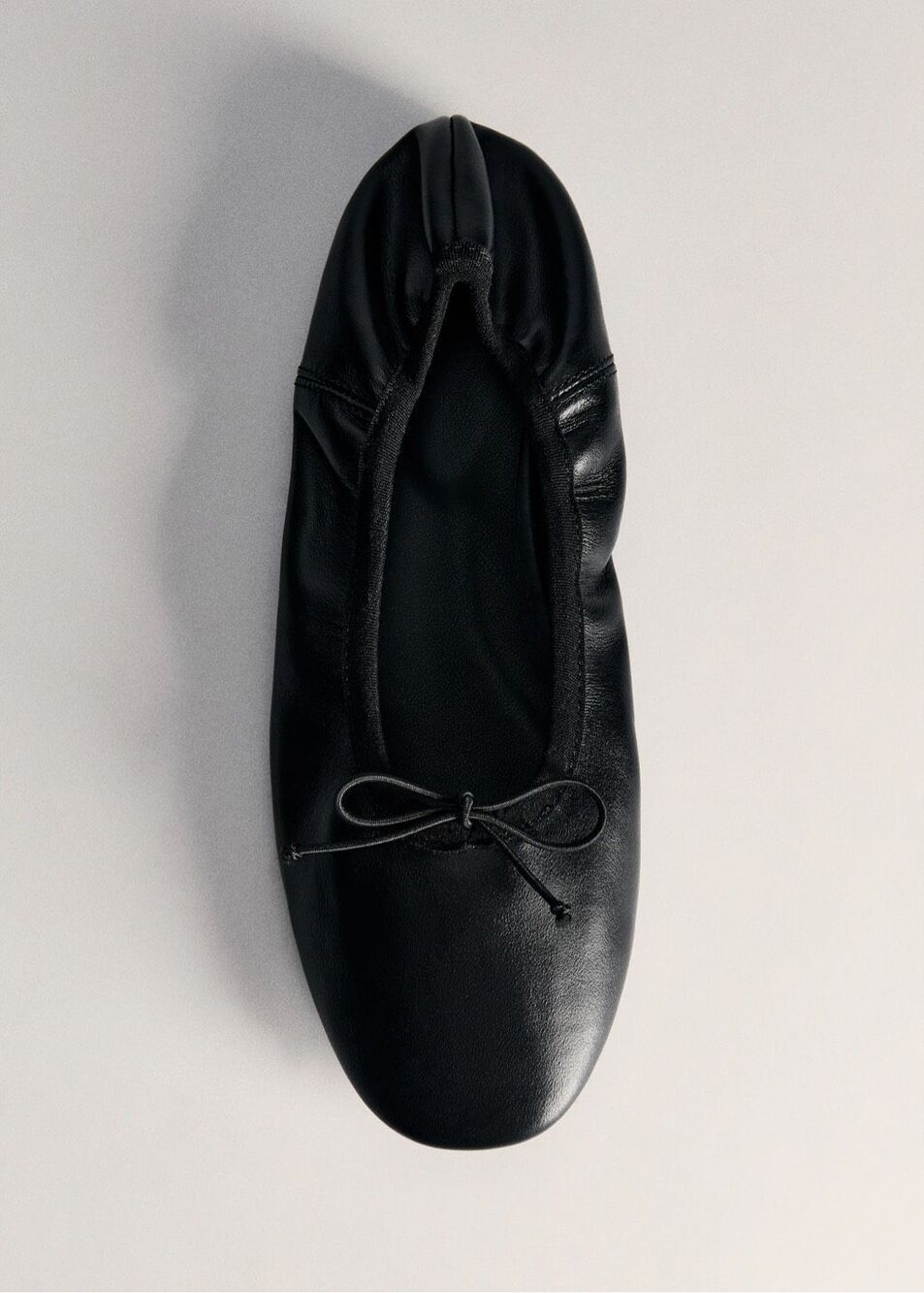 MNG MANGO Leather Ballet Flats With Bow Black EU 38 US 7.5-8 NEW